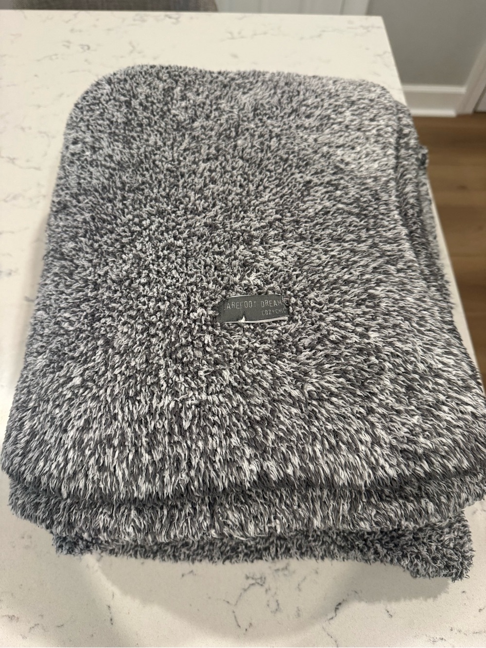 Barefoot Dreams CozyChic GreyWhite 60x80 Bed Size Soft Plush Throw Blanket